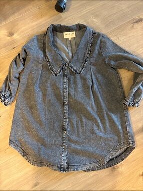 Promesa Washed Charcoal Black Denim tunic small